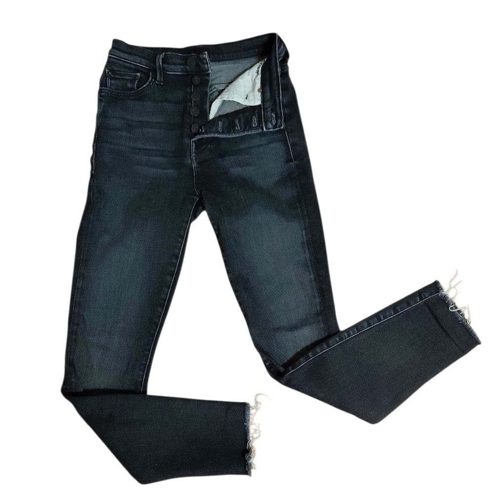 MOTHER The Pixie Swooner Ankle Fray Buttonfly Jeans Women's Size 25